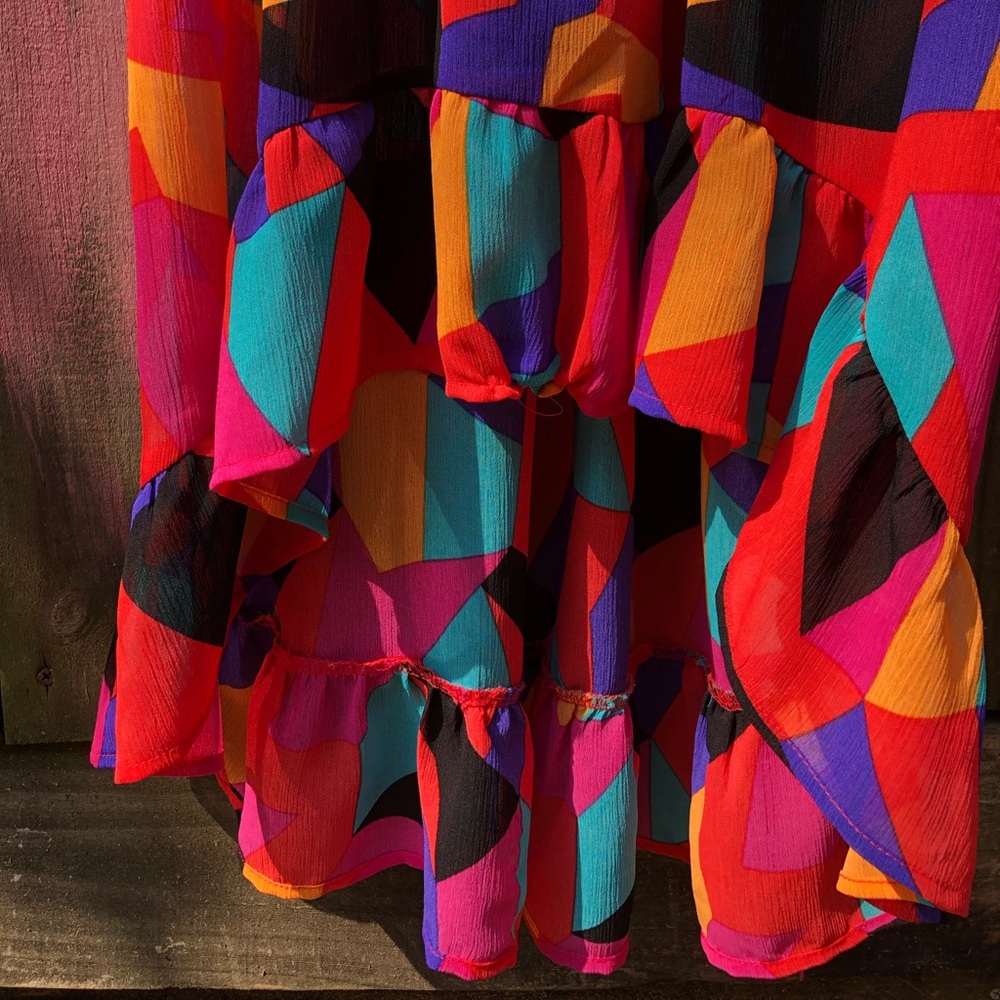 Target Sheer Multi Color Hi Low Racerback Dress - Picture 3 of 4